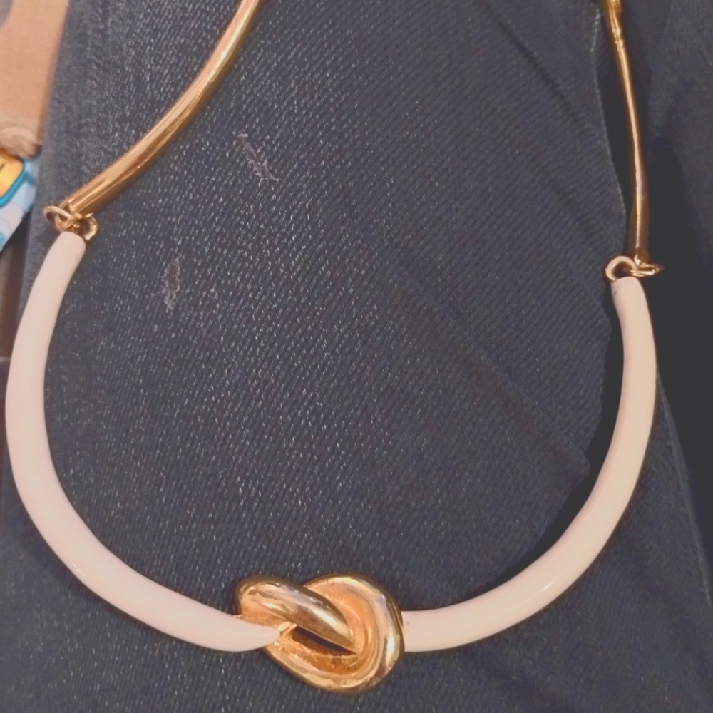 Kenneth Lane white and gold tone choker